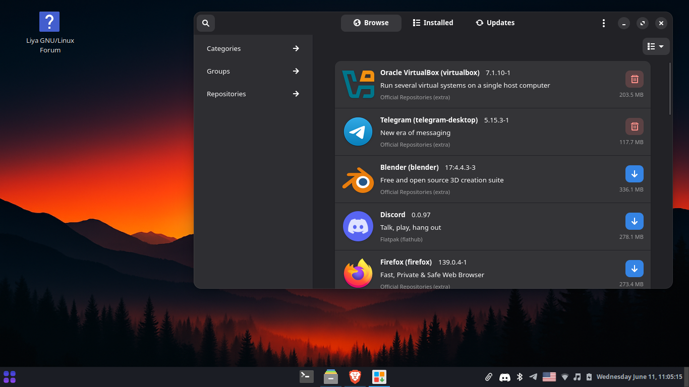 Liya Linux Application Menu